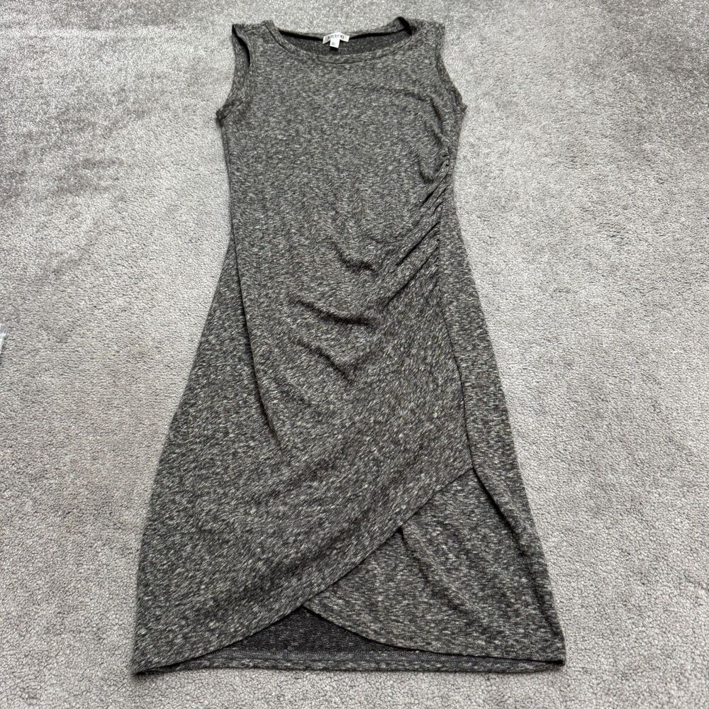 Tildon Ruched Tulip Hem Sleeveless Stretch Knit Wrap Dress Womens S Gray Heather
